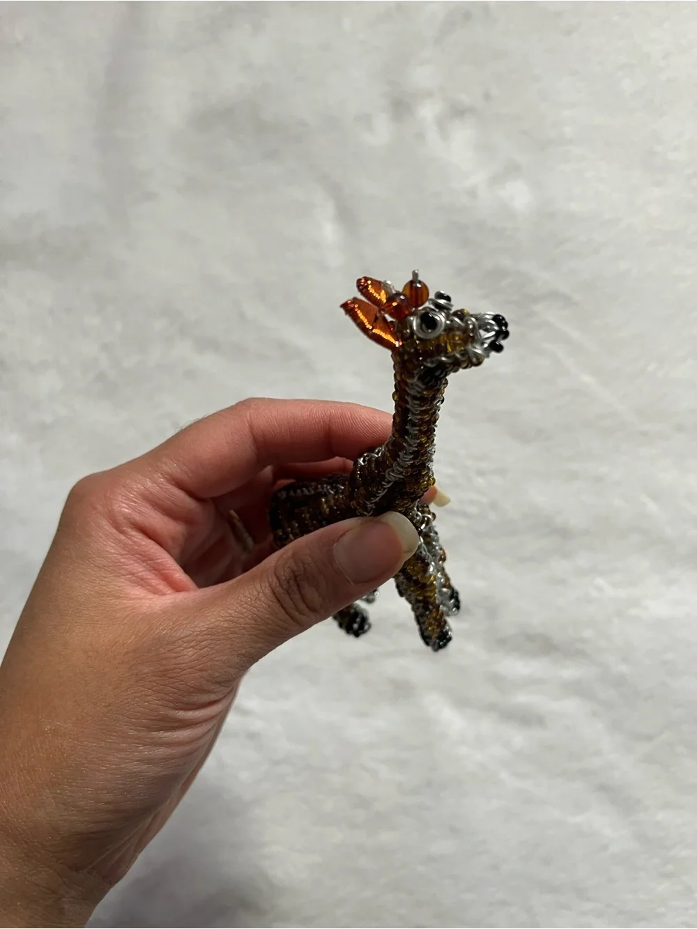 Giraffe small Beaded figure knick knack Giraffe Figurine - Brown & Copper